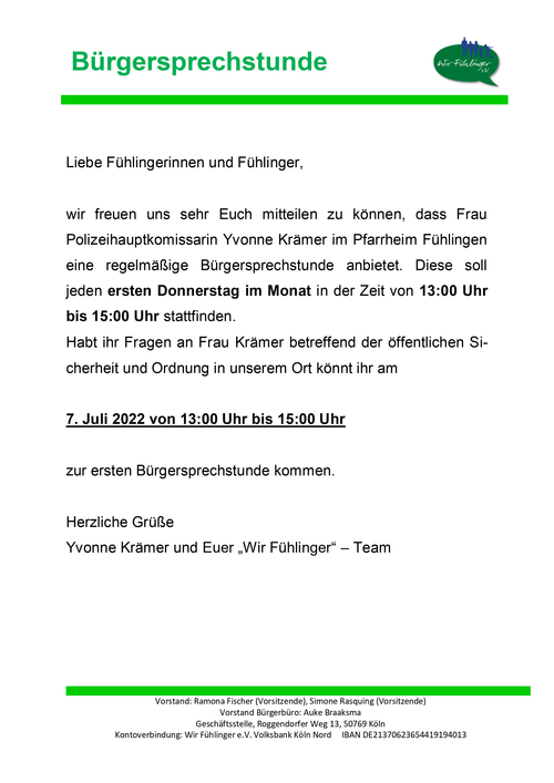 Bürgersprechstunde Fühlingen